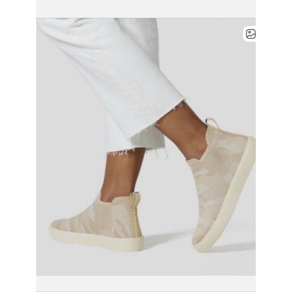 Rothy's Chelsea Boots High Top Sneakers Sand Camo